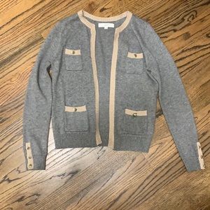 GUC Ann Taylor LOFT Cardigan Sweater, Small, Grey and Beige